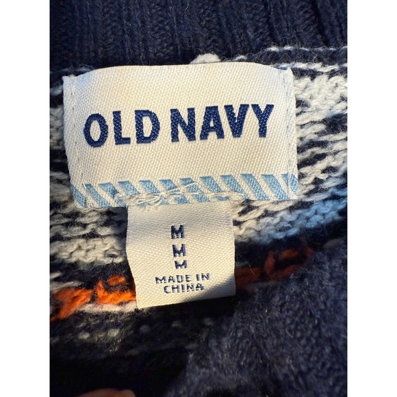 Old Navy Men's Fair Isle Geometric Pattern Crew Neck Sweater Navy M Grandpacore - Picture 3 of 6